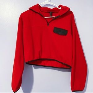 Red and Black Crop Sweatshirt
